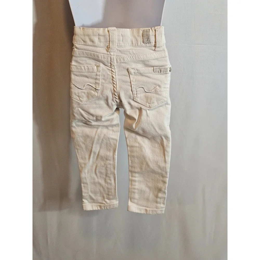 7‎ Seven for All Mankind Infant girls White Designer jeans Sz 2T EUC Adjustable